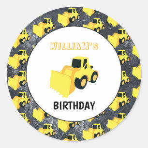 Front End Loader Construction Truck Birthday Classic Round Sticker