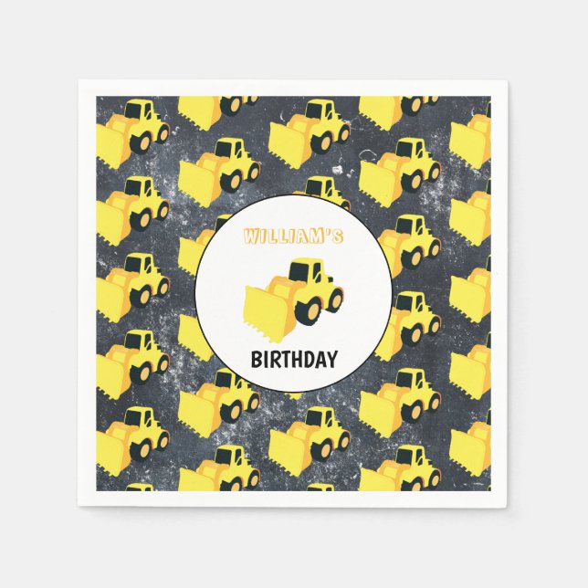 Front End Loader Construction Truck Birthday Napkin (Front)