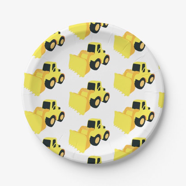 Front End Loader Construction Truck Paper Plate (Front)