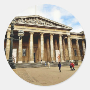 Front Entrance To The British Museum In London Eng Classic Round Sticker