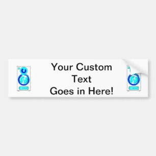 Front Facing Blue and White Single Speaker Graphic Bumper Sticker