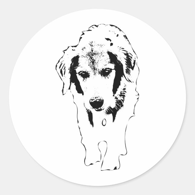 Front-Facing Puppy Cutout Classic Round Sticker (Front)