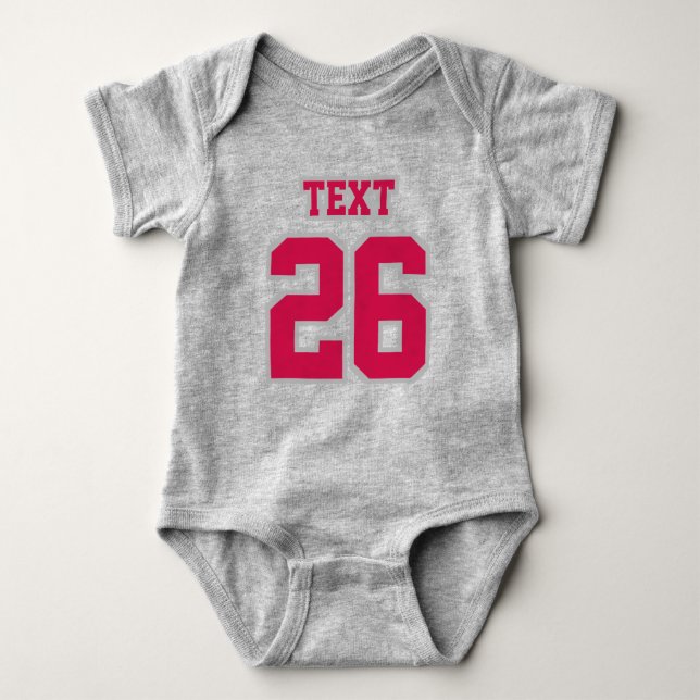 Front GRAY WHITE CRIMSON Crewneck Football Outfit Baby Bodysuit (Front)