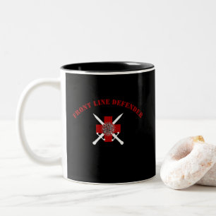 Front Line Defender with custom name Two-Tone Coffee Mug