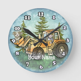 Front Loader Kid Round Clock