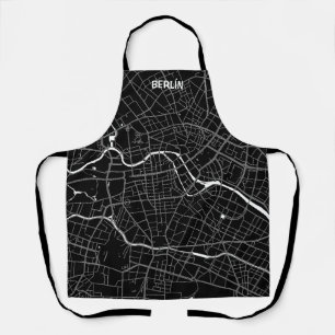 Front minimalist map Berlin - Black-white Apron