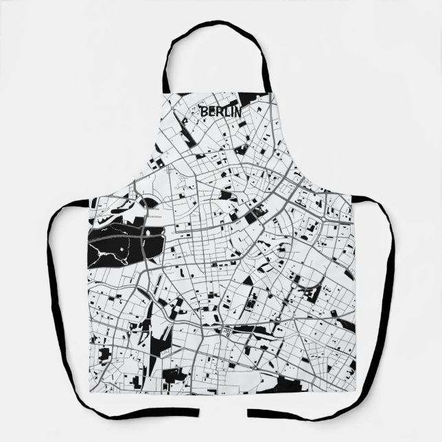 Front minimalist map Berlin - Black-White Apron (Front)