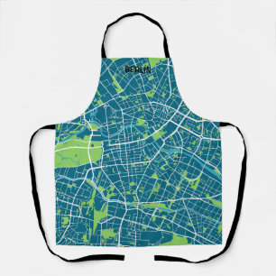 Front minimalist map Berlin - Blue-Green Apron