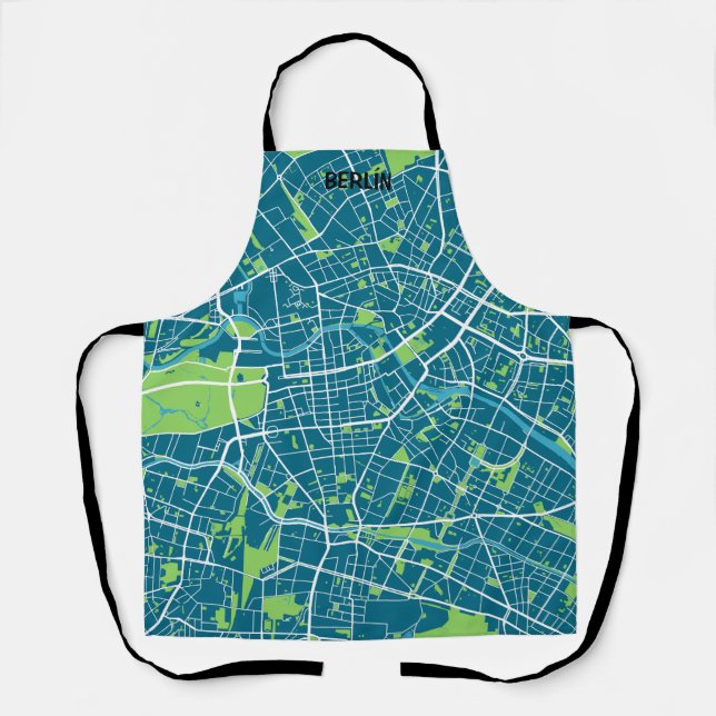 Front minimalist map Berlin - Blue-Green Apron (Front)