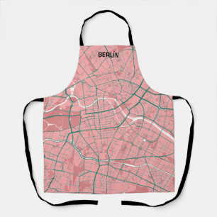 Front minimalist map Berlin - Rosa-Green Apron