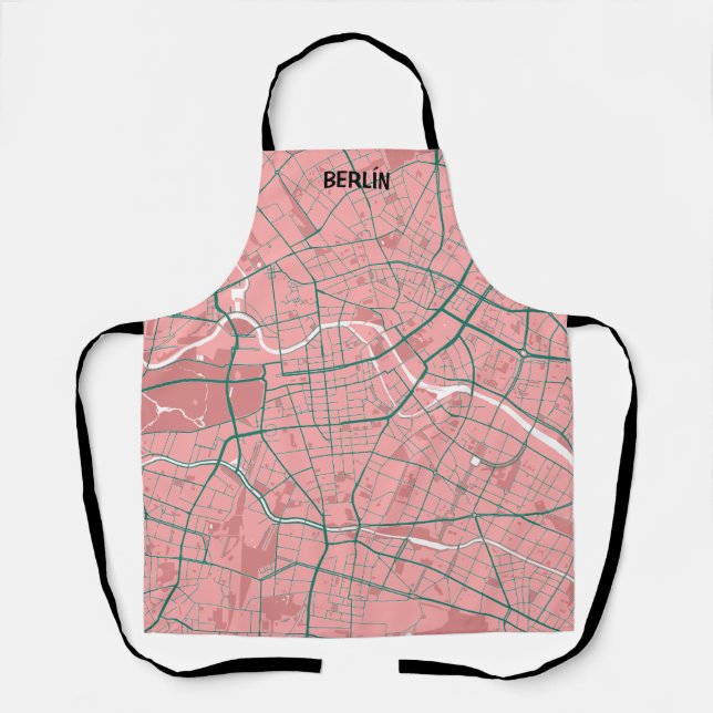 Front minimalist map Berlin - Rosa-Green Apron (Front)