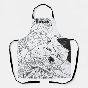 Front minimalist map Grenada - Black-White Apron