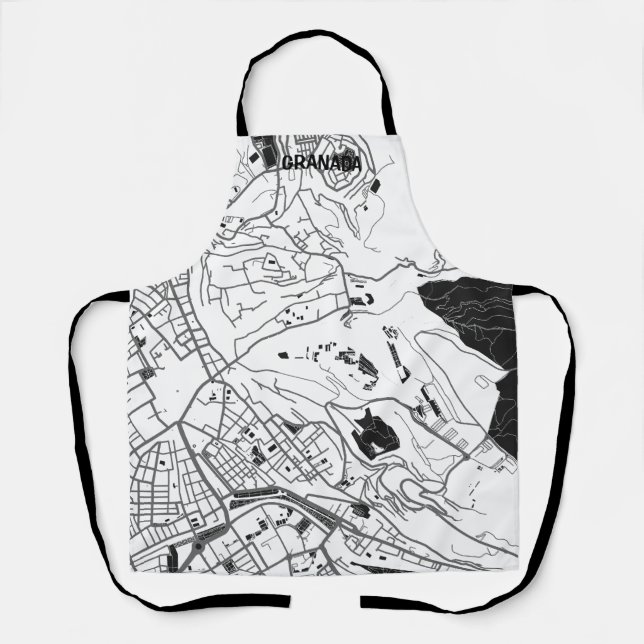 Front minimalist map Grenada - Black-White Apron (Front)