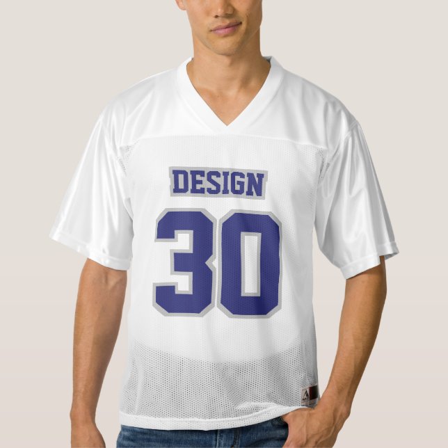 Front NAVY SILVER GRAY WHITE Mens Football Jersey (Front)