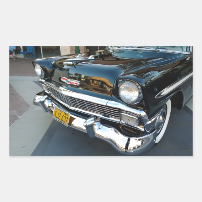 Front of a Classic 1956 Chevy Bel Air Hot Rod Rectangular Sticker (Front)