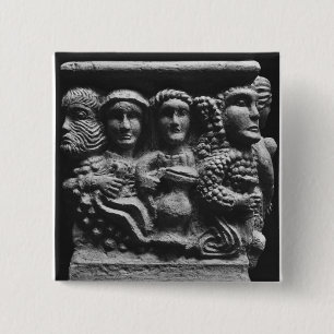 Front of an altar used as a font depicting 15 cm square badge
