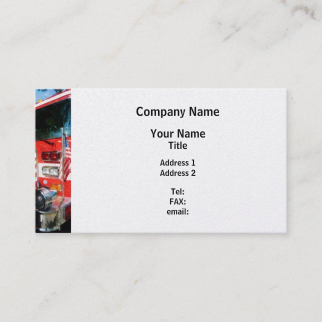 Front of Fire Engine - Platinum Finish Business Card (Front)