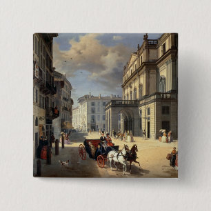 Front of La Scala Theatre, 1852 15 Cm Square Badge