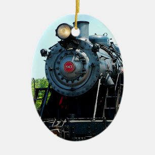 Front of Steam Locomotive Ceramic Ornament