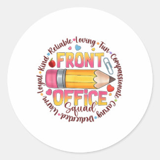 Front Office Squad Colourful Team Appreciation Quo Classic Round Sticker