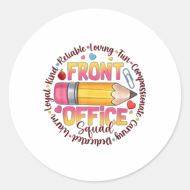 Front Office Squad Colourful Team Appreciation Quo Classic Round Sticker (Front)