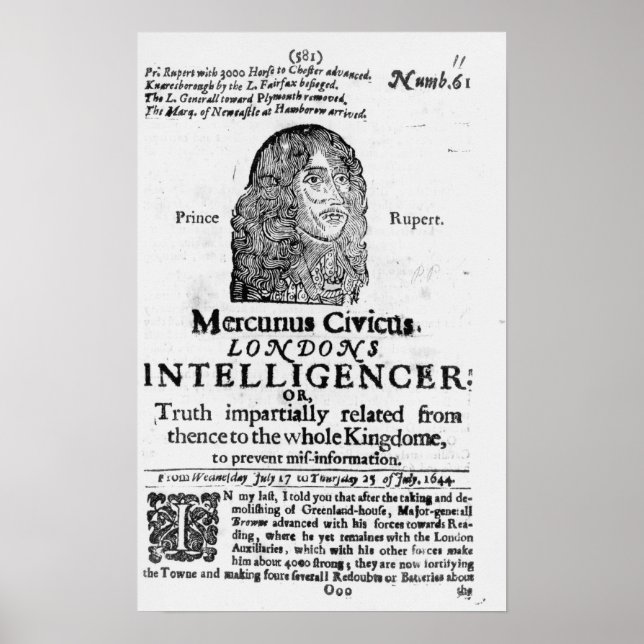 Front page from 'Mercurius Civicus' Poster (Front)