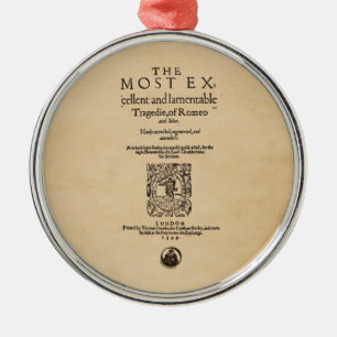 Front Piece to Romeo & Juliet Quarto (1599) Metal Ornament