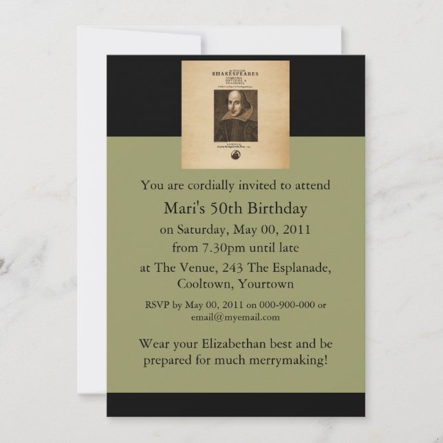 Front Piece to Shakespeare's First Folio Invitation (Front)