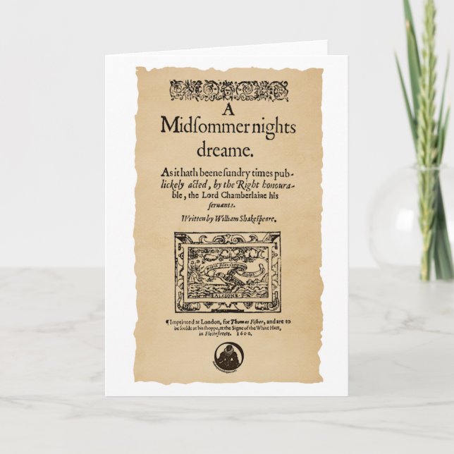 Front Piece to the A Midsummer Nights Dream Quarto Card (Front)