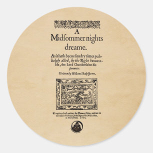 Front Piece to the A Midsummer Nights Dream Quarto Classic Round Sticker