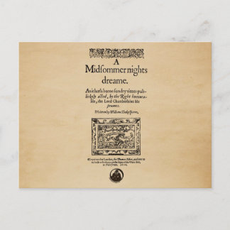 Front Piece to the A Midsummer Nights Dream Quarto Postcard
