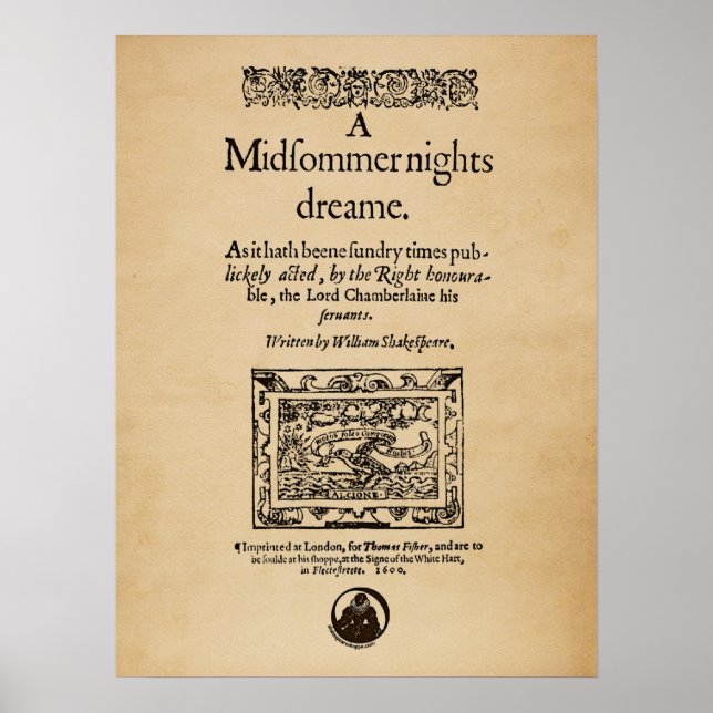 Front Piece to the A Midsummer Nights Dream Quarto Poster (Front)