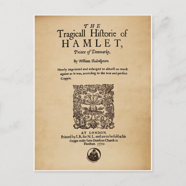 Front Piece to the Hamlet Quarto (1605 version) Postcard (Front)