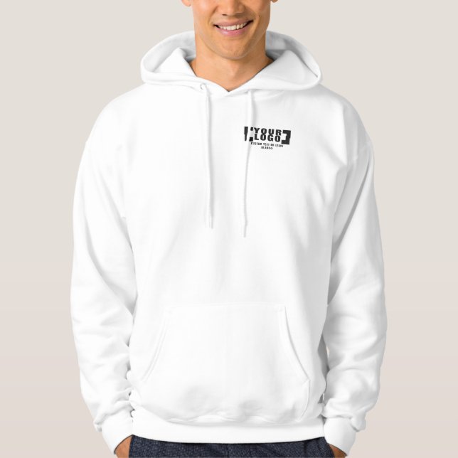 Front pocket +optional Back, Business logo White Hoodie (Front)