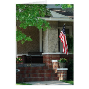 Front Porch With American Flag