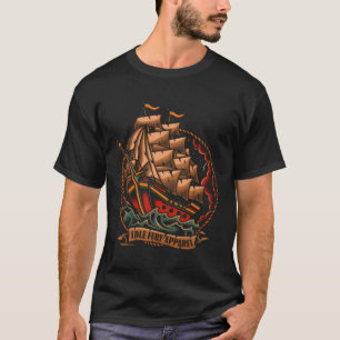 Front Print Idle Fury Traditional Tattoo Ship Stor T-Shirt