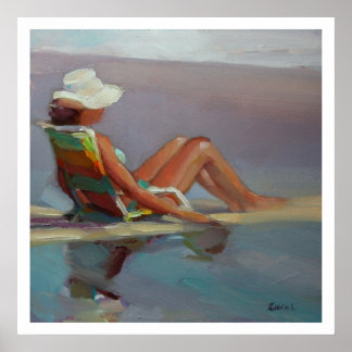 Front Row Sea - Woman at the Beach Poster