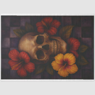 Front Skull and Hibiscus Decoupage Paper