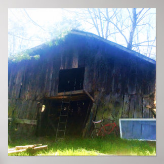 Front View a rustic 100 year old barn Poster