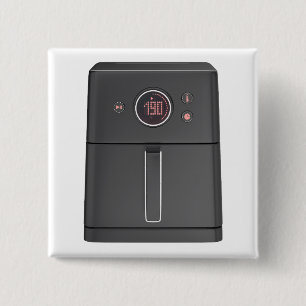 Front view of air fryer 15 cm square badge
