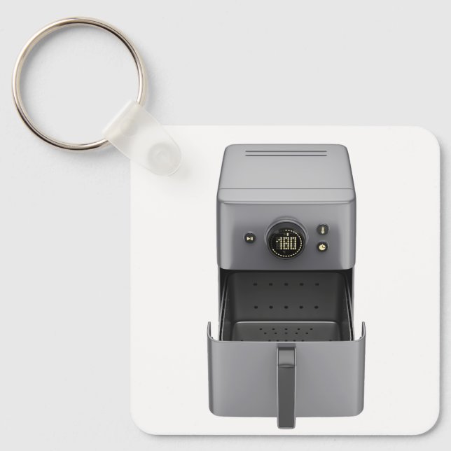 Front view of an open, empty air fryer key ring (Front)
