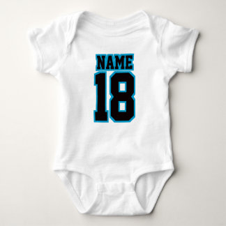 Front WHITE BLACK BLUE One Piece Football Jersey Baby Bodysuit