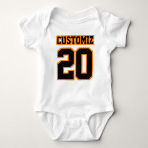 Front WHITE BLACK ORANGE Bodysuit Football Jersey