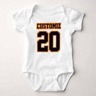 Front WHITE BLACK ORANGE Bodysuit Football Jersey