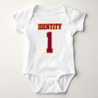 Front WHITE BURGUNDY GOLD Romper Football Jersey Baby Bodysuit