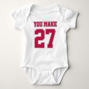 Front WHITE CRIMSON SILVER Romper Football Jersey Baby Bodysuit