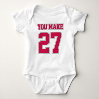 Front WHITE CRIMSON SILVER Romper Football Jersey Baby Bodysuit