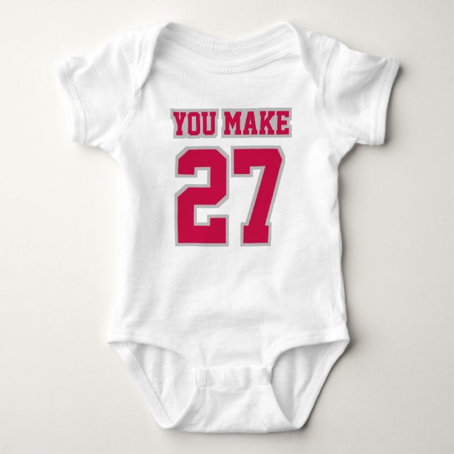 Front WHITE CRIMSON SILVER Romper Football Jersey Baby Bodysuit (Front)