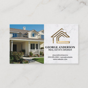 Front Yard Home Gold Metal Real Estate Logo Business Card