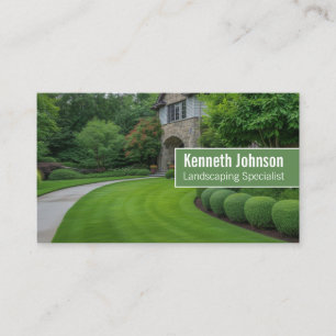 Front Yard House Trimmed Grass and Bushes Business Card